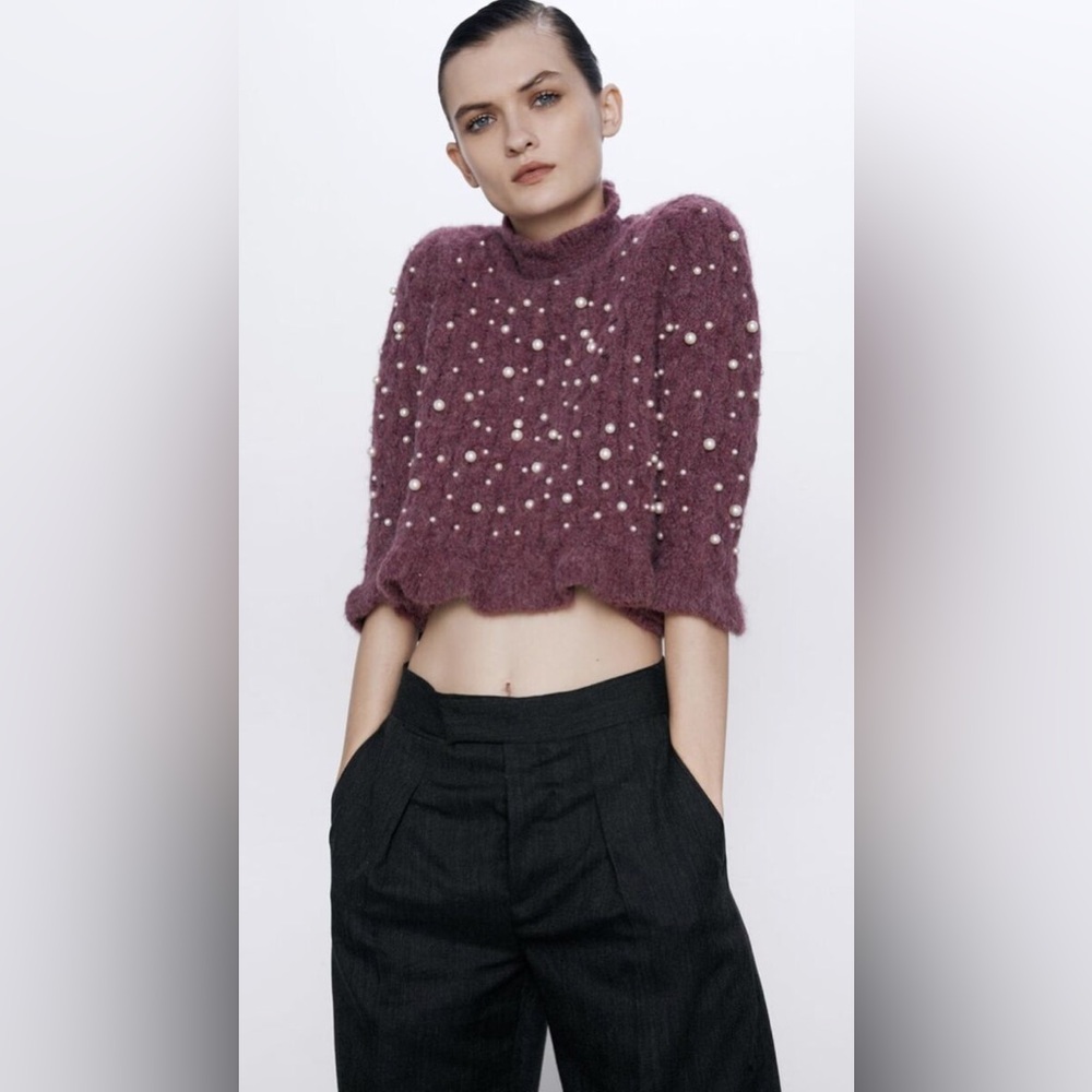 Zara Alpaca Blend Pearl Sweater -Like New - Size S